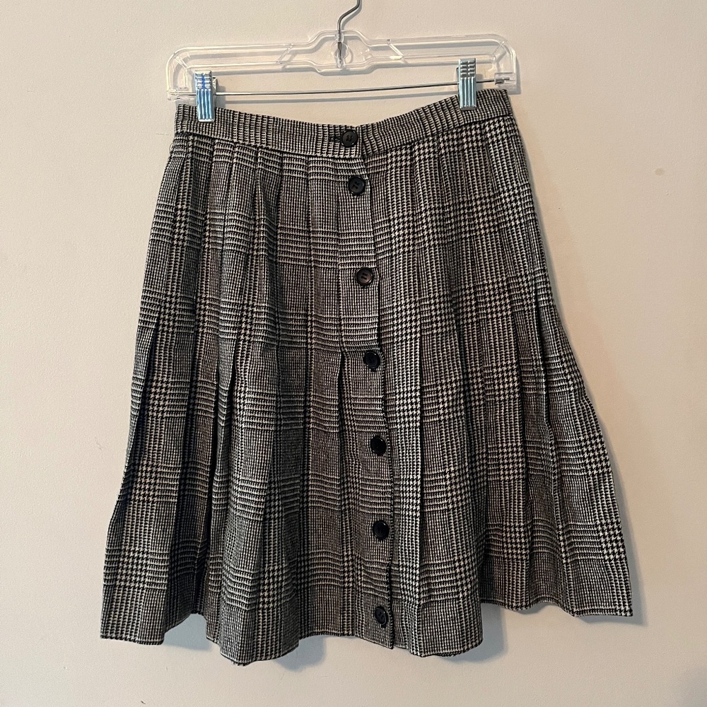 Vintage 80’s pleated  houndstooth wool skirt